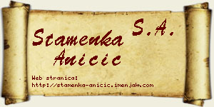 Stamenka Aničić vizit kartica